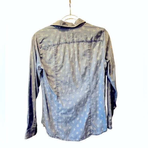 EUC Loft button up softened denim floral - size small - Picture 2 of 4